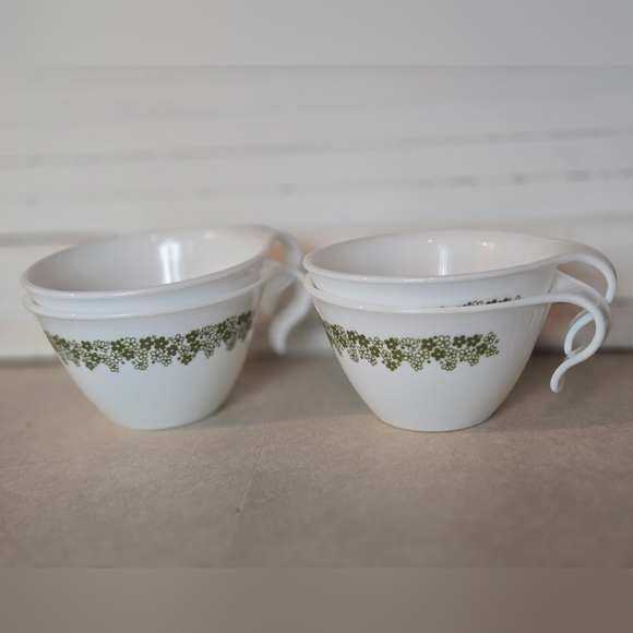 4 Piece Corelle Vintage Hook Tea/Coffee Cups Crazy Daisy Pattern - Picture 3 of 6
